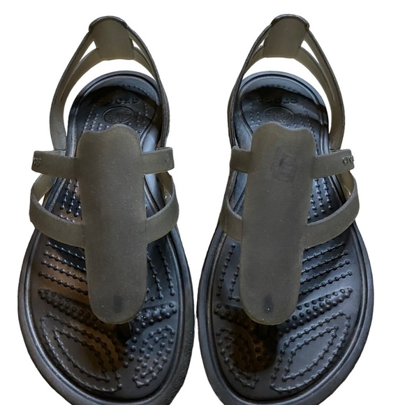 Crocs Women’s Black / Gray Sandals Sz 5 - Picture 1 of 6